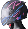 GMS-Moto Hexago Graphic,  full face helmet,  color: Matt Black/Blue/Pink,  size: M