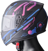 GMS-Moto Hexago Graphic,  full face helmet,  color: Matt Black/Blue/Pink,  size: XL
