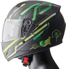 GMS-Moto Hexago Graphic,  full face helmet,  color: Matt Black/Green,  size: M
