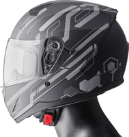 GMS-Moto Hexago Graphic,  full face helmet,  color: Matt Black/Grey,  size: S
