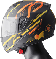 GMS-Moto Hexago Graphic,  full face helmet,  color: Matt Black/Yellow/Orange,  size: M