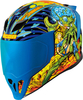 Icon Airflite Bugoid Blitz,  full face helmet,  color: Blue/Yellow/Green,  size: 3XL