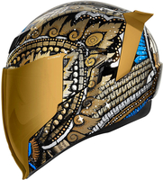 Icon Airflite Day Tripper,  integral helmet,  color: Gold/Black/White/Blue,  size: XXL