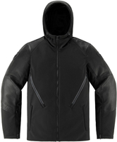 Icon Basehawk 2,  leather-textile jacket,  color: Black,  size: XL