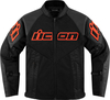 Icon Mesh AF,  leather/textile jacket,  color: Black/Neon-Red,  size: M