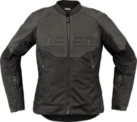 Icon Overlord3,  leather-/textile jacket women,  color: Black,  size: L