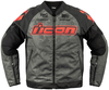 Icon Overlord3 Magnacross,  textile jacket,  color: Grey/Black/Red,  size: L