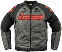 Icon Overlord3 Magnacross,  textile jacket,  color: Grey/Black/Red,  size: XL