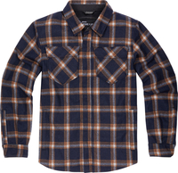 Icon Upstate Riding Flannel,  textile jacket,  color: Orange/Dark Grey,  size: M