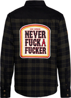 King Kerosin Motor Gear - Never f.ck a f.cker,  shirt/textile jac,  color: Black/Dark Green,  size: XXL