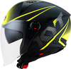 KYT D-City Colorful,  jet helmet,  color: Black/Neon-Yellow,  size: XL