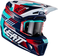 Leatt 8.5 Royal S23,  cross helmet,  color: Dark Blue/White/Turquoise/Red,  size: L