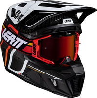 Leatt 9.5 Carbon-White,  motocross helmet,  color: Black/White/Red,  size: XXL