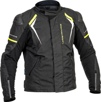 Lindstrands Sandvik,  textile jacket waterproof,  color: Black/White/Neon-Yellow,  size: 56