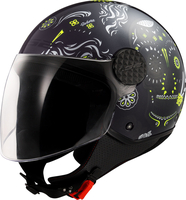 LS2 OF558 Sphere Lux II Maxca,  jet helmet,  color: Black/Neon-Yellow,  size: XS