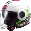 LS2 OF570 Verso Spring,  jet helmet,  color: White/Pink/Neon-Green,  size: XL