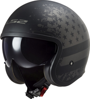 LS2 OF599 Spitfire II Flag,  open face helmet,  color: Matt Black/Dark Grey,  size: S