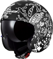 LS2 OF599 Spitfire II Tribal,  open face helmet,  color: Matt Black/White,  size: XXL
