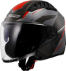 LS2 OF600 Copter II Diston,  open face helmet,  color: Grey/Black/Red,  size: XXL