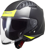 LS2 OF600 Copter II Urbane,  open face helmet,  color: Matt Black/Neon-Yellow/Grey,  size: S