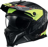 LS2 OF606 Drifter Devor,  modular helmet,  color: Matt Black/Neon-Yellow,  size: L