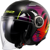 LS2 OF620 Classy Palm,  open face helmet,  color: Black/Orange/Yellow/Pink,  size: S
