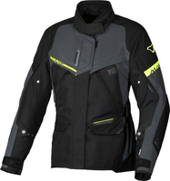 Macna Mundial Night-Eye,  textile jacket waterproof women,  color: Black/Dark Grey/Neon-Yellow,  size: S