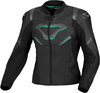 Macna Pointer,  leather jacket women,  color: Black/Turquoise,  size: 46