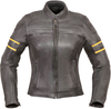 Modeka Iona,  leather jacket women,  color: Black/Yellow,  size: 46