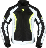 Modeka Khao Air,  textile jacket waterproof women,  color: Black/Light Grey/Neon-Yellow,  size: 38