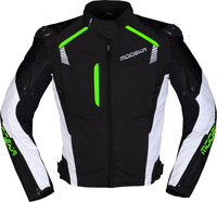 Modeka Lineos,  textile jacket,  color: Black/White/Neon-Green,  size: XL