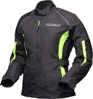 Modeka Luana,  textile jacket waterproof women,  color: Black/Neon-Yellow,  size: 34