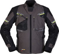 Modeka Taran,  textile jacket waterproof,  color: Black/Dark Grey/Neon-Yellow,  size: 10XL