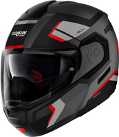 Nolan N90-3 Lighthouse N-Com,  flip-up helmet,  color: Matt Black/Grey/Red,  size: XXL