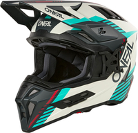 ONeal EX-SRS Quin,  motocross helmet,  color: Matt Light Grey/Turquoise/Black/Red,  size: XS
