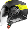 Premier Cool Evo DS,  jet helmet,  color: Matt Silver/Black/Neon-Yellow,  size: L