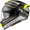 Premier Evoluzione SP,  full face helmet,  color: Matt Black/Silver/Neon-Yellow,  size: XL
