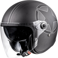 Premier Vangarde Star Carbon,  jet helmet,  color: Matt Black/White,  size: L
