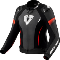 Revit Xena 4 Pro,  leather jacket women,  color: Black/Neon-Red,  size: 40