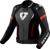Revit Xena 4 Pro,  leather jacket women,  color: Black/Neon-Red,  size: 42