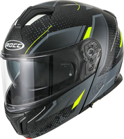 Rocc 810 Dekor,  flip up helmet,  color: Matt Black/Grey/Neon Yellow,  size: L