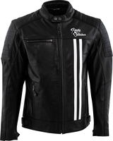 Rusty Stitches Cooper,  leather jacket,  color: Black/White,  size: L