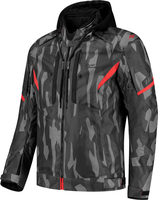 Rusty Stitches Dylan Camo,  textile jacket waterproof,  color: Dark Grey/Light Grey/Red,  size: 3XL