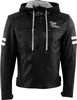 Rusty Stitches Jari Hooded V2,  leather jacket,  color: Black/White,  size: 3XL