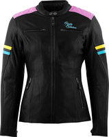 Rusty Stitches Joyce V2,  leather jacket women,  color: Black/Pink/Yellow/Blue,  size: 42