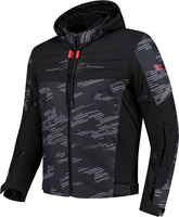 Rusty Stitches Liam Pixel,  textile jacket waterproof,  color: Black/Grey/Dark Grey/Red,  size: 4XL