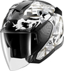 Shark Skwal Jet Pranz,  open face helmet,  color: Black/White/Gold,  size: S