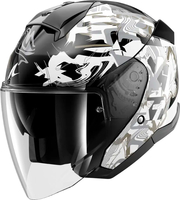 Shark Skwal Jet Pranz,  open face helmet,  color: Black/White/Gold,  size: S