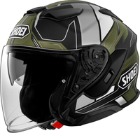 Shoei J-Cruise 3 Whizzy,  open face helmet,  color: Matt Black/White/Dark Green/Grey,  size: XL