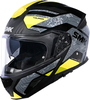 SMK Gullwing Navigator,  flip up helmet,  color: Matt Black/Grey/Neon Yellow,  size: L
